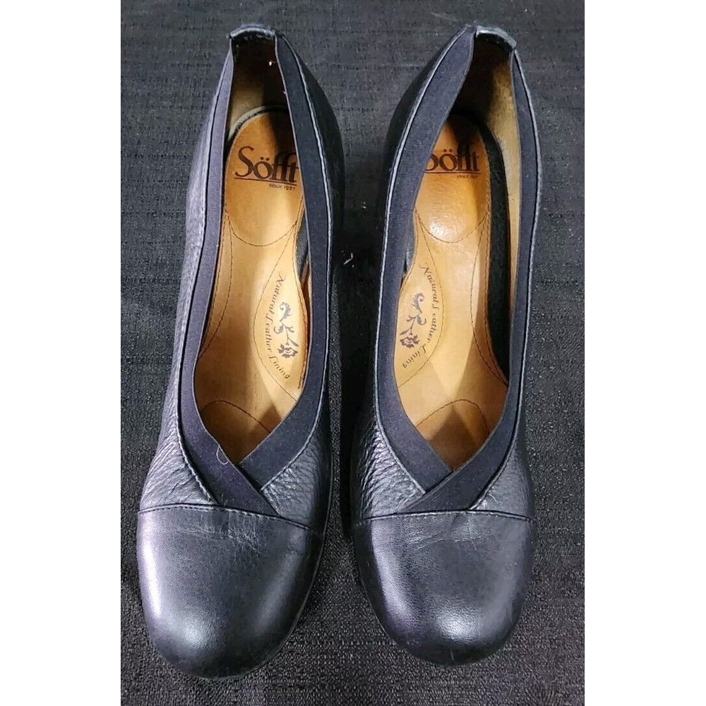Söfft Oksana Pump High Heel Black Leather Round Toe Comfort‎ Sz 8.5 Women's EUC